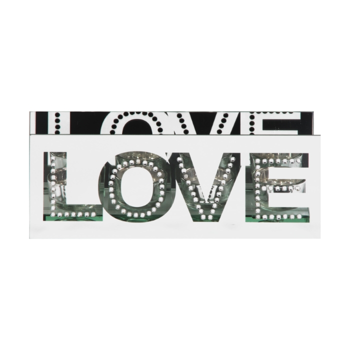 Mirrored Crystal Tealight Holder - Love