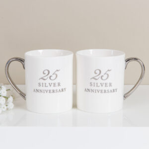 SET OF 2 CHINA MUGS - 25TH ANNIVERSARY