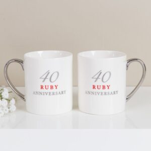 SET OF 2 CHINA MUGS - 40TH ANNIVERSARY