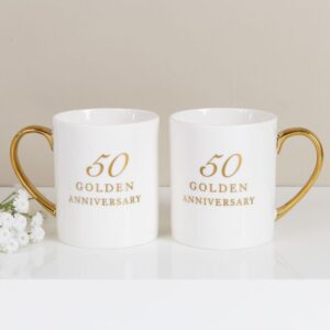 SET OF 2 CHINA MUGS - 50TH ANNIVERSARY