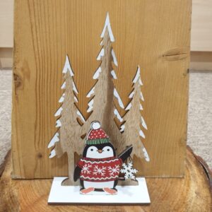 Wooden Winter Scene - Penguin